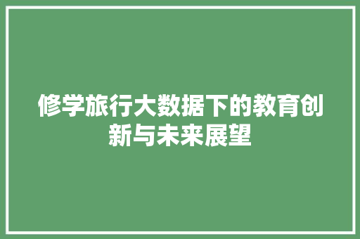 修学旅行大数据下的教育创新与未来展望