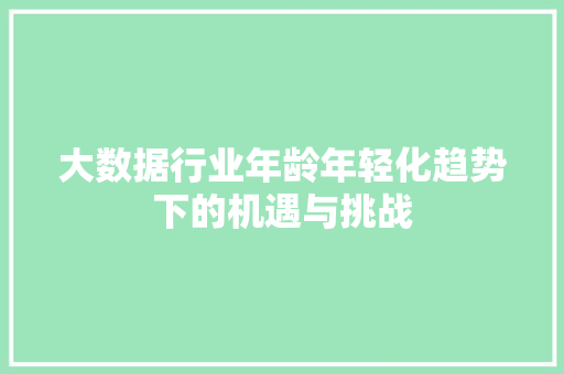 大数据行业年龄年轻化趋势下的机遇与挑战  第1张
