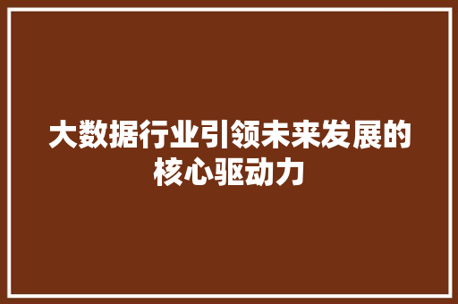 大数据行业引领未来发展的核心驱动力  第1张