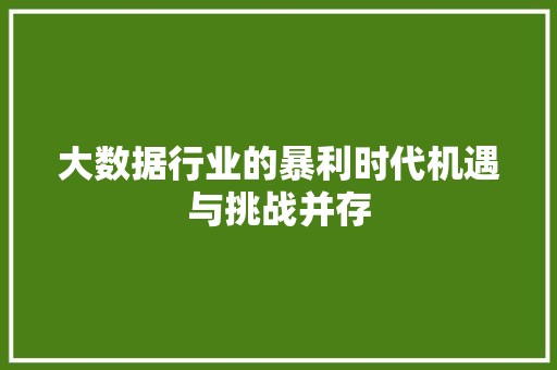 大数据行业的暴利时代机遇与挑战并存  第1张