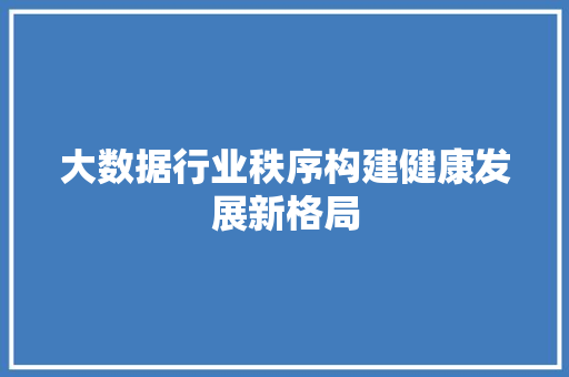 大数据行业秩序构建健康发展新格局  第1张