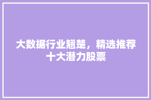 大数据行业翘楚，精选推荐十大潜力股票  第1张