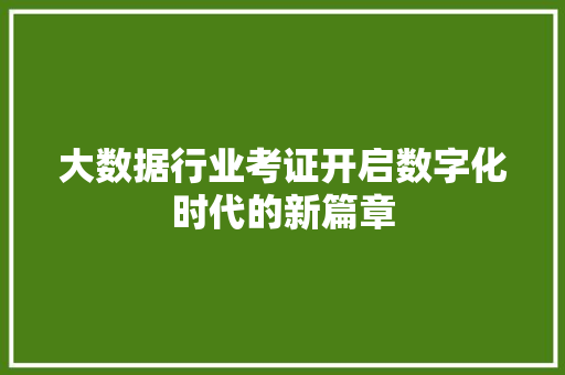 大数据行业考证开启数字化时代的新篇章