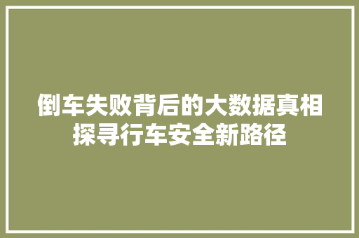 倒车失败背后的大数据真相探寻行车安全新路径