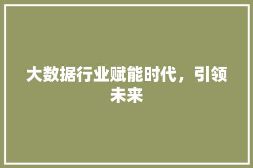大数据行业赋能时代，引领未来  第1张