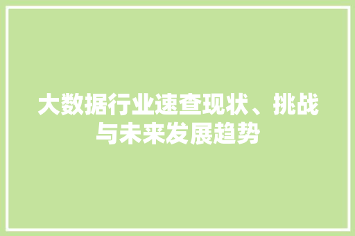 大数据行业速查现状、挑战与未来发展趋势  第1张