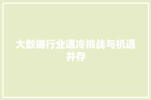 大数据行业遇冷挑战与机遇并存  第1张