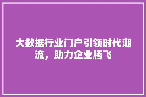 大数据行业门户引领时代潮流，助力企业腾飞  第1张