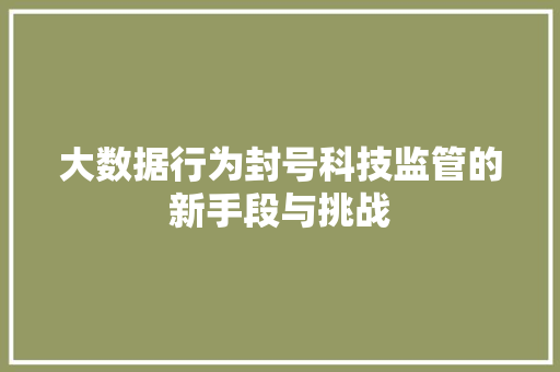 大数据行为封号科技监管的新手段与挑战