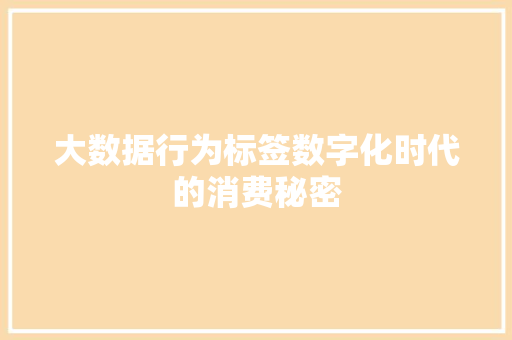 大数据行为标签数字化时代的消费秘密  第1张