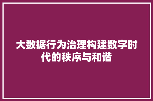 大数据行为治理构建数字时代的秩序与和谐  第1张