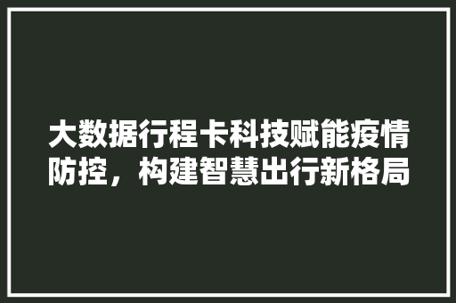 大数据行程卡科技赋能疫情防控，构建智慧出行新格局