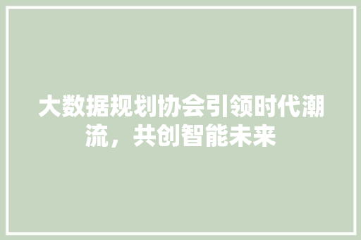 大数据规划协会引领时代潮流，共创智能未来