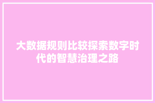 大数据规则比较探索数字时代的智慧治理之路