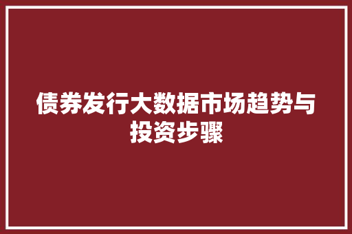 债券发行大数据市场趋势与投资步骤