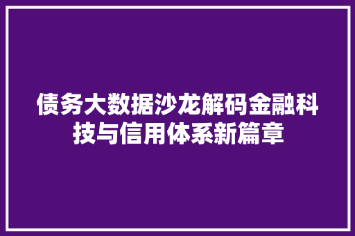 债务大数据沙龙解码金融科技与信用体系新篇章