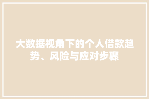 大数据视角下的个人借款趋势、风险与应对步骤