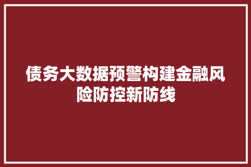 债务大数据预警构建金融风险防控新防线