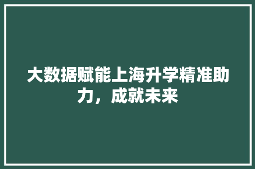 大数据赋能上海升学精准助力，成就未来