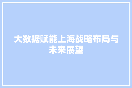 大数据赋能上海战略布局与未来展望  第1张