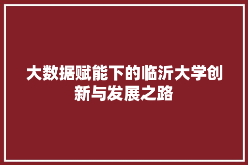 大数据赋能下的临沂大学创新与发展之路