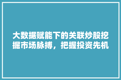 大数据赋能下的关联炒股挖掘市场脉搏，把握投资先机
