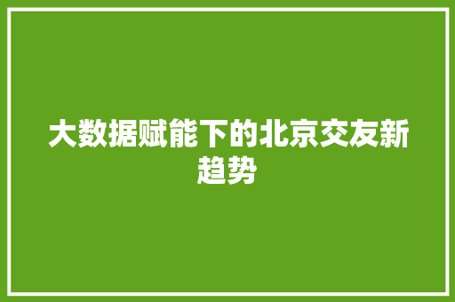 大数据赋能下的北京交友新趋势