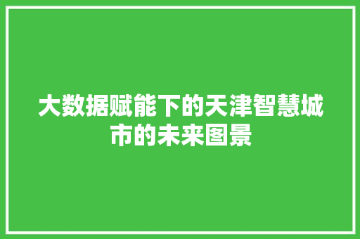 大数据赋能下的天津智慧城市的未来图景  第1张