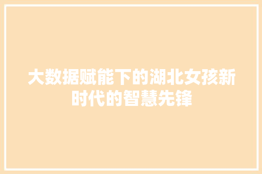 大数据赋能下的湖北女孩新时代的智慧先锋