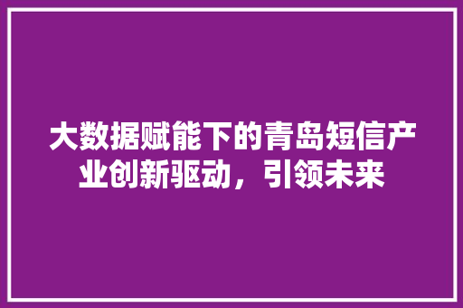 大数据赋能下的青岛短信产业创新驱动，引领未来  第1张