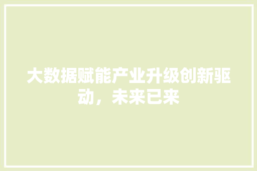 大数据赋能产业升级创新驱动，未来已来  第1张