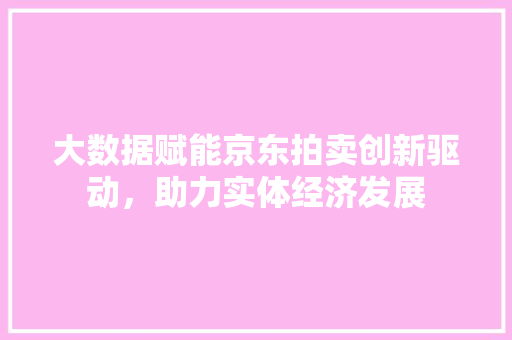 大数据赋能京东拍卖创新驱动，助力实体经济发展