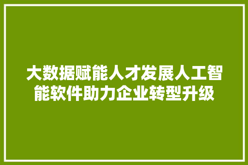 大数据赋能人才发展人工智能软件助力企业转型升级  第1张