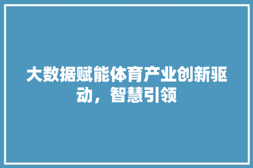 大数据赋能体育产业创新驱动，智慧引领