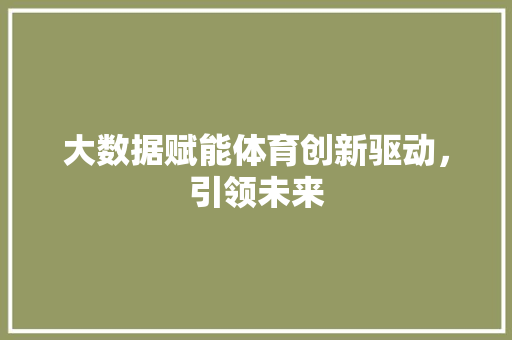 大数据赋能体育创新驱动，引领未来