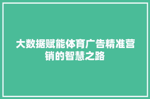 大数据赋能体育广告精准营销的智慧之路