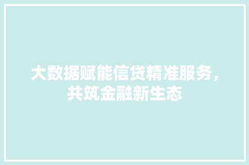 大数据赋能信贷精准服务，共筑金融新生态