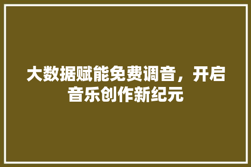 大数据赋能免费调音，开启音乐创作新纪元
