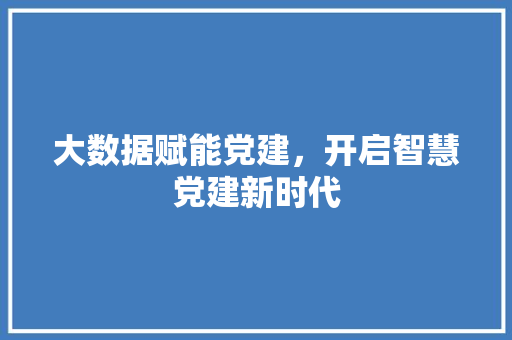 大数据赋能党建，开启智慧党建新时代