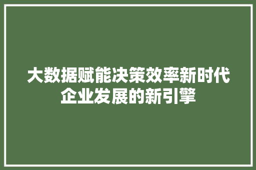 大数据赋能决策效率新时代企业发展的新引擎  第1张