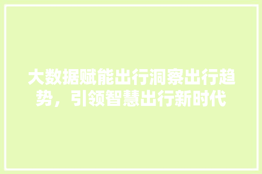 大数据赋能出行洞察出行趋势，引领智慧出行新时代  第1张