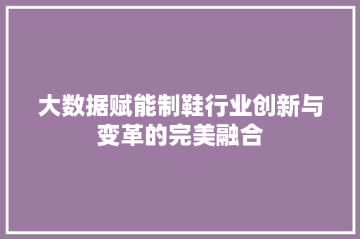 大数据赋能制鞋行业创新与变革的完美融合