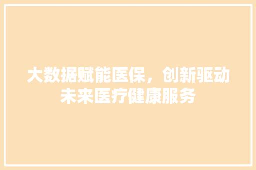 大数据赋能医保，创新驱动未来医疗健康服务