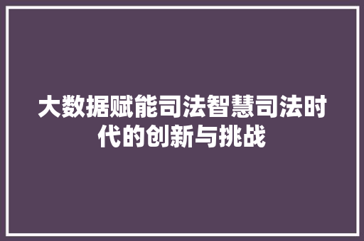 大数据赋能司法智慧司法时代的创新与挑战  第1张