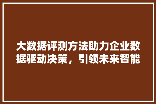 大数据评测方法助力企业数据驱动决策，引领未来智能化发展