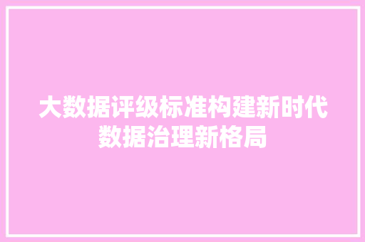 大数据评级标准构建新时代数据治理新格局