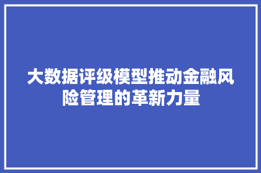大数据评级模型推动金融风险管理的革新力量