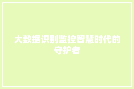 大数据识别监控智慧时代的守护者  第1张