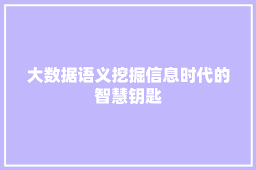 大数据语义挖掘信息时代的智慧钥匙