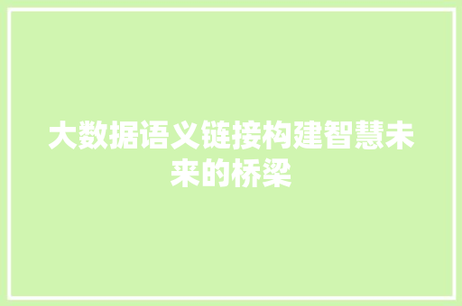 大数据语义链接构建智慧未来的桥梁